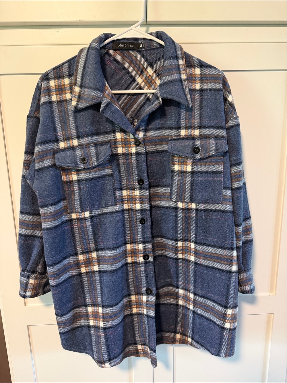 Autumn Blue Plaid Button-Up Shacket